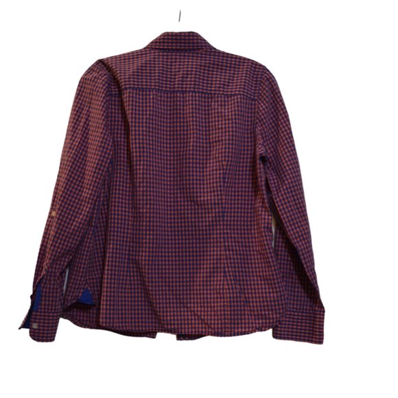 TALBOTS Mini-Plaid Red-Bue Long Sleeves Button-Down Shirt 8 - Picture 5 of 7